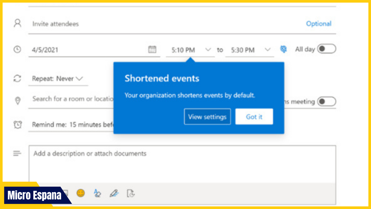Función para acortar reuniones de Outlook: cómo funciona